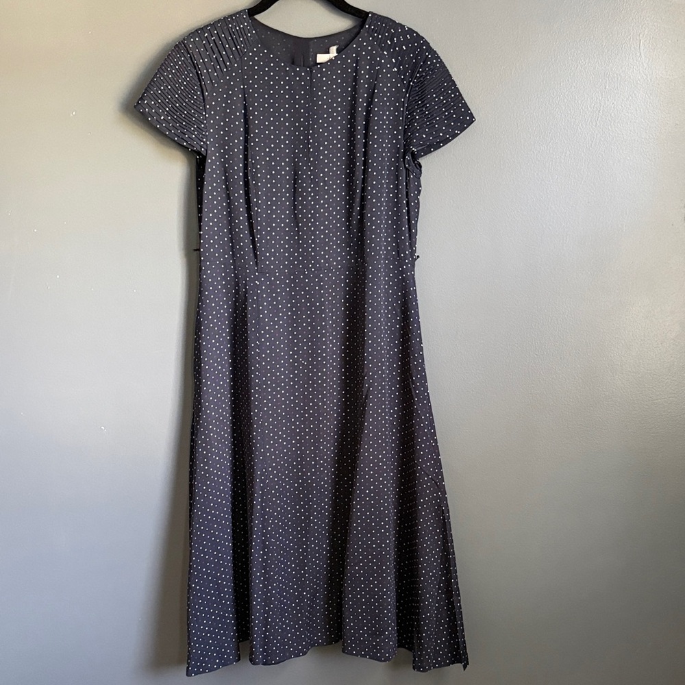 Nordstrom Navy and White Polka Dot Midi Dress